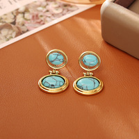 Boucles d'oreilles pendantes œil de tigre en cuivre style vintage français, plaqué or, haut de gamme, élégantes et simples, pour femme, collection de niche
