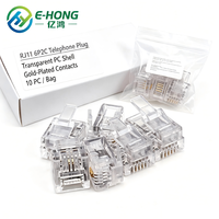 Connettore RJ11 6P2C in Plastica PC ad Alta Resistenza, Trasparente, Modulare per Telefoni Fissi, Citofoni e Sistemi di Sicurezza