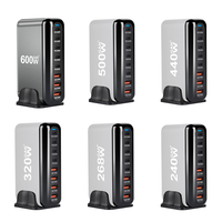 Chargeur multi-ports GaN³ 240W 268W 320W 440W 500W 600W PD USB-C QC USB-A, station de charge de bureau pour ordinateur portable et smartphone