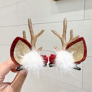 Adorable Glitter Reindeer Hair Barrettes Festive Antler Clips with Red/Blue/Gold Styles Cute Hair Accessories for <b>Women</b> Gifts - Product Image 3