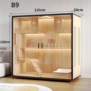 Castillo Villa de <span class=keywords><strong>Madera</strong></span> Maciza para Gatos Estilo Exterior <span class=keywords><strong>Jaula</strong></span> para Mascotas con Nido de Cierre de Botón y Gabinete Casa para Mascotas de Calidad - Product Image 4