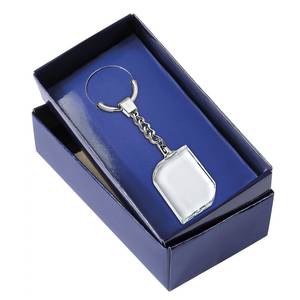 Llavero de Cristal Transparente Rectangular de 28x40 mm con Cadena y Anillo para Personalización o Regalo - Product Image 3