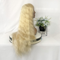 Perruques longues blondes en gros, pré-épilées, tissage profond, cheveux vierges humains bruts pour dentelle transparente, dentelle frontale