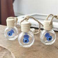 Diffuseur de voiture artisanal 8 ml, motif œil turc, en verre transparent avec bouchon en bois, flacon de parfum vide pour la maison et la décoration automobile