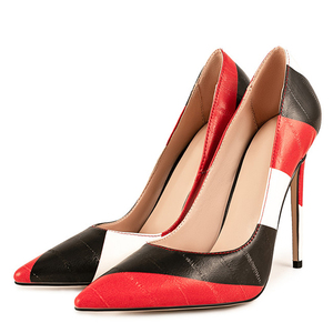 Escarpins à talons aiguilles pour femme, grande taille 47, coupe large, à bout pointu, avec nœud, patchwork, multicolores, élégants - Product Image 4