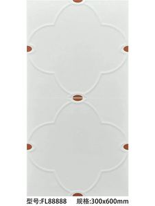 Baldosa Rústica <span class=keywords><strong>para</strong></span> Piso de 300x600 mm <span class=keywords><strong>con</strong></span> Patrón de <span class=keywords><strong>Relieve</strong></span> 3D de Trébol, Base Blanca Crema, Puntos Marrones Cálidos, Resistente al Desgaste, Estilo Vintage Mate - Product Image 2