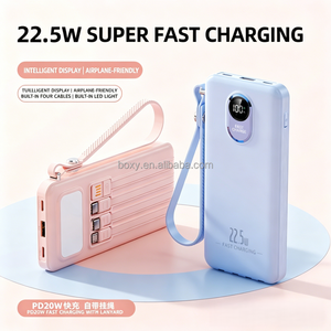Nouvelle batterie externe portable avec logo personnalisé, charge rapide bidirectionnelle Type-C 22,5 W, double USB, 20000 mAh, 4 câbles intégrés - Product Image 2