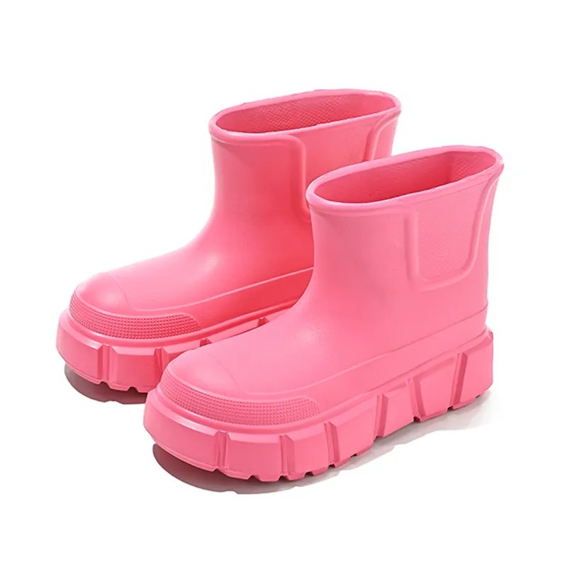 Fashion mid-drum rain shoes Women's anti-slip thick soled kitchen EVA shoes Wear versatile waterproof car wash shoes