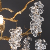 Lustre en cristal de luxe européen en cuivre massif, style branche, pour salon, salle à manger, chambre à coucher