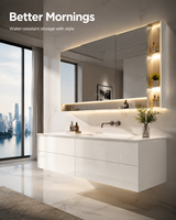 Ensemble d'armoires de buanderie intelligentes en aluminium blanc brillant sur mesure, haute qualité, étanches, garantie 5 ans, pour penthouses de luxe