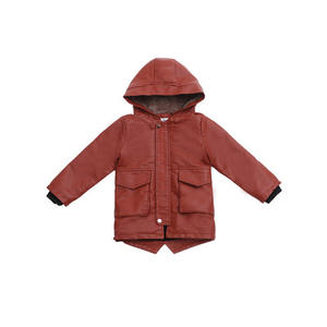Manteaux d'hiver pour enfants Veste de moto réversible en faux cuir PU à capuche pour garçon avec fermeture à glissière Veste polaire confortable pour garçons - Product Image 4