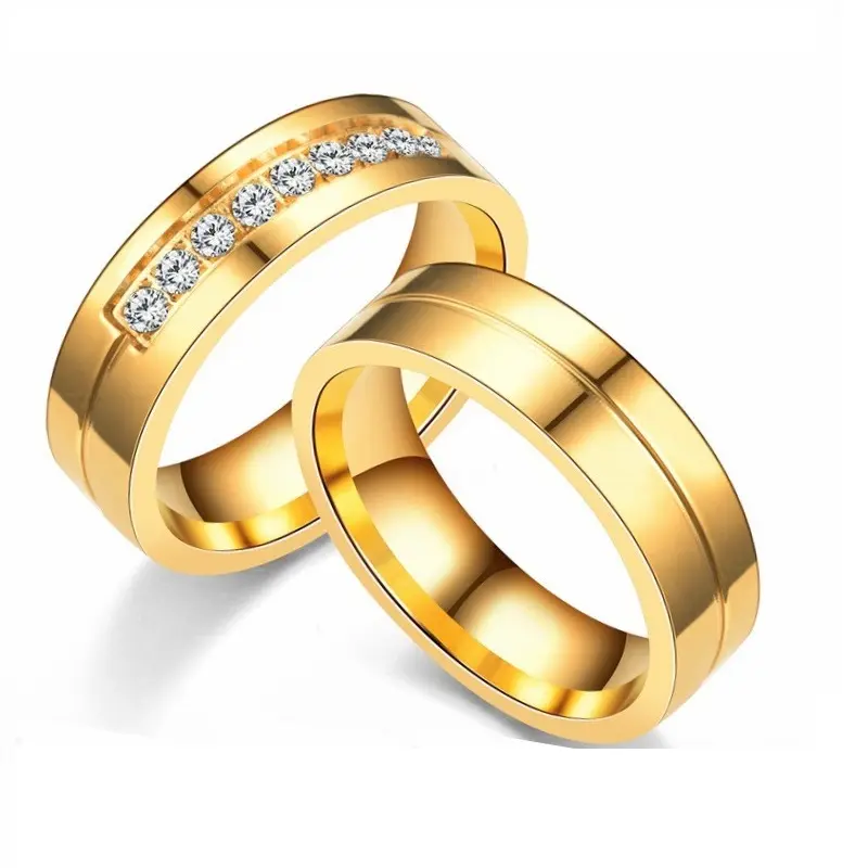 Bagues de Couple en acier inoxydable pour hommes et femmes, bague de fiançailles en Zircon en acier inoxydable de haute qualité, cadeau de saint-valentin