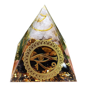 Pyramide en résine Kogiya Crystal Pebble, ornement de bureau, décoration intérieure, cadeau, gravure laser, cristal blanc, œil de tigre, obsidienne - Product Image 5