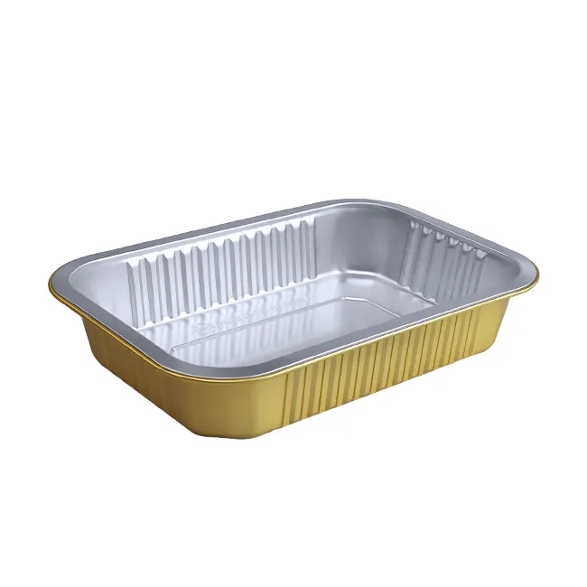 580ML rectangle disposable food grade aluminium foil container