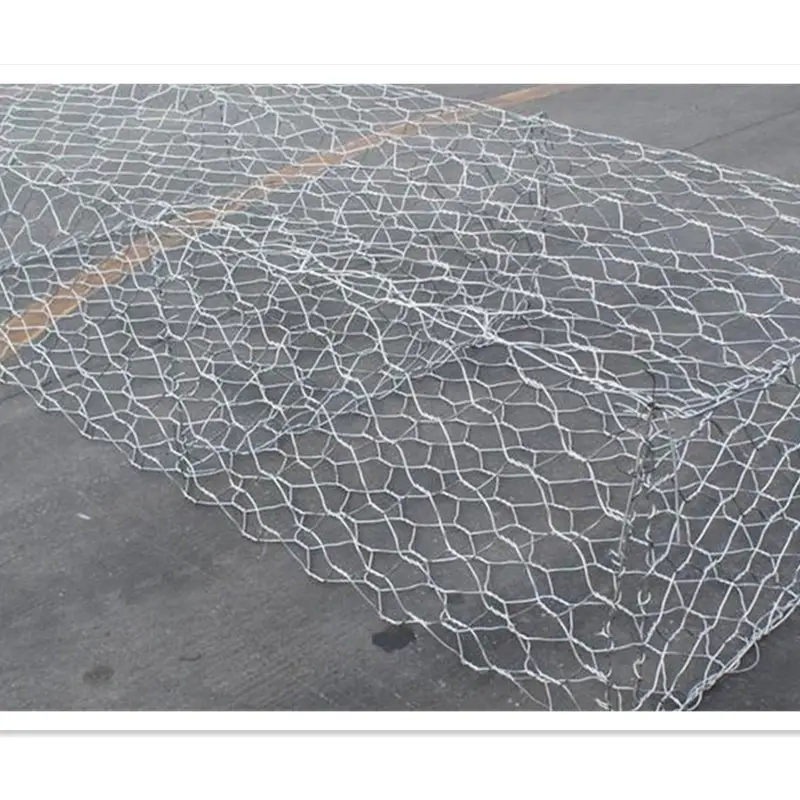 1 x 1 x 2 m steel wire mesh woven gabions cages hexagonal fence for Rock Retaining Wall