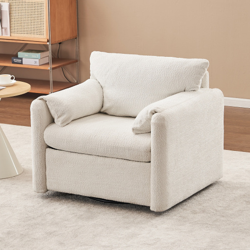Ivory White + Chenille + 1 Seat + Foam
