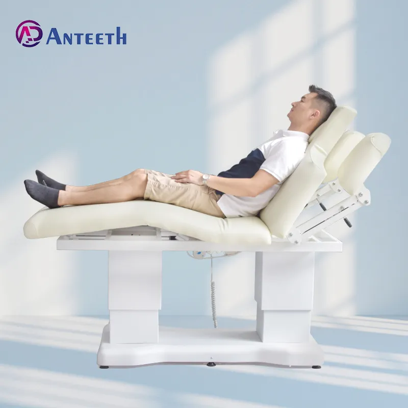 Anteeh-mesas de masaje de 4 motores de cuero de PVC, lujo, Clase A, para salón, cama eléctrica de belleza
