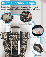 Vente flash : Ensemble de valises légères personnalisables en ABS + PC, style léopard, 3 pièces, style classique, unisexe, avec serrure TSA, chariot en fer