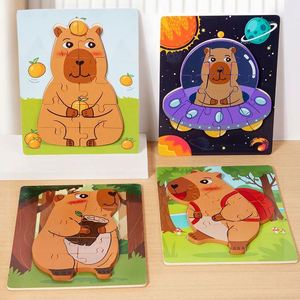 Baby Perfect Christmas <b>Gift</b> Natural Wood Toddler Ages 1 2 3 Capybara Wooden Puzzles - Product Image 2