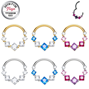 Orecchini Freya in Titanio ASTM F136 con Zirconi per Cartilagine, Anelli Daith <span class=keywords><strong>Helix</strong></span>, Orecchini a Cerchio alla Moda, Anelli per Naso, Clicker per Septum, Gioielli per Piercing Corporeo - Product Image 2