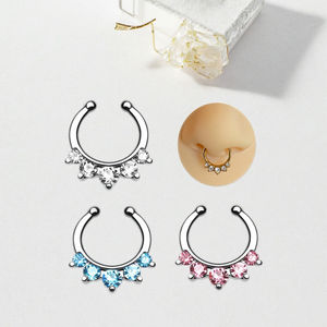 सेप्टम भेदी क्रिस्टल क्लिप पर नकली सेप्टम क्लोकर नाक नाक की अंगूठी गैर भेदी बॉडी गहने थोक - Product Image 3