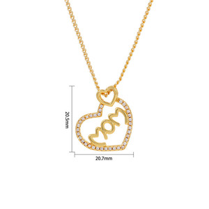 Collier en cuivre Série Fête des Mères 1, Chaîne de clavicule « Kiss Mom » en or 18 carats et zircon, Vente en gros transfrontalière - Product Image 5