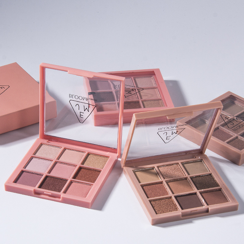 9 color eye shadow disk earth essence peach pearlescent matte color makeup plate matte flash eye shadow plate
