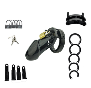 Petit dispositif <span class=keywords><strong>de</strong></span> <span class=keywords><strong>chasteté</strong></span> masculine standard Cock Cage 2 anneaux en silicone <span class=keywords><strong>de</strong></span> taille avec serrure en laiton et étiquettes numérotées Sex Toys pour hommes adultes % - Product Image 2