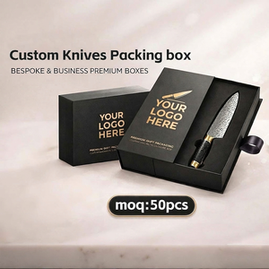 Boîtes <span class=keywords><strong>d</strong></span>'emballage en papier avec fermeture magnétique noire personnalisées avec logo imprimé, avec feuille <span class=keywords><strong>d</strong></span>'<span class=keywords><strong>or</strong></span>, boîte <span class=keywords><strong>d</strong></span>'emballage pour couteau - Product Image 1
