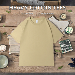 T-shirt unisexe pour homme en coton 100% tissé, col rond, respirant, 280 grammes, écologique, teinture unie, coupe ample, vêtement de sport uni - Product Image 2