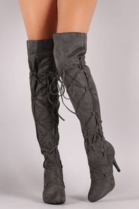 Chaussures de <span class=keywords><strong>danse</strong></span> d'hiver de style podium européen et américain, sexy, couleur unie, daim, bout pointu, bride croisée, talon haut professionnel - Product Image 5
