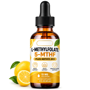 Gotas Líquidas de Metilfolato de 15 mg con Metil B12 Activo, 5-MTHF, Folato, Vitaminas del Complejo <span class=keywords><strong>B</strong></span>, B2 Riboflavina, B6, Suplemento de Apoyo a la Enzima MTHFR - Product Image 1