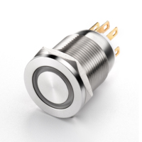 Interrupteur à bouton-poussoir en acier inoxydable et aluminium IP65 10A 1NO 1NC NC NO Contact 5A 250V AC DC Action momentanée