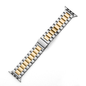Solido tre perline in acciaio inox doppio pulsante farfalla fibbia cinturino per <span class=keywords><strong>Apple</strong></span> <span class=keywords><strong>Watch</strong></span> <span class=keywords><strong>9</strong></span> per Iwatch 8 metallo cinturino - Product Image 2