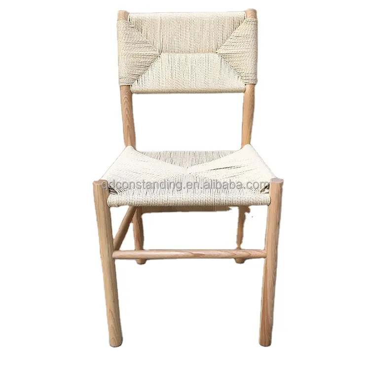 เก้าอี้รับประทานอาหารทำจากไม้สายกระดาษธรรมชาติหรูหราเก้าอี้รับประทานอาหารไม้เนื้อแข็งทอ