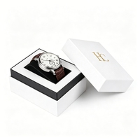 Boîte à montre minimaliste blanche mate avec couvercle et base rigides, boîte cadeau avec insert en mousse EVA, fournisseur d'emballages de luxe pour montres sur mesure