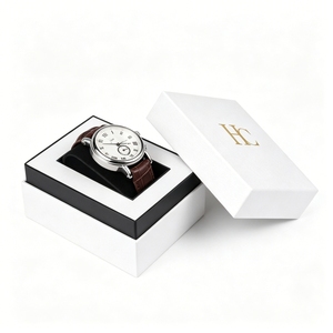 Minimalist Matte White Watch Box Lid and Base Rigid Gift Box with EVA Foam Insert Custom Luxury Watch Packaging Supplier - Product Image 5