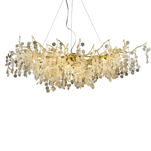 Luce pendente Post-moderna di cristallo di lusso motivo a monete nappe lampadario italiano soggiorno tavolo da pranzo lampada a sospensione - Product Image 1