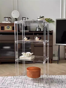 Étagère de rangement multi-niveaux en acrylique au design français moderne pour salle de bain, toilettes, douche et balcon - Étagère de présentation au sol - Product Image 4