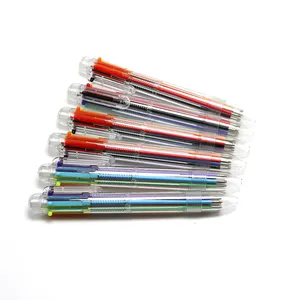 Plastic Pens with Multi-color Models 0.7mm 6 in 1 six colors Transparent Barrel Ballpoint Pen