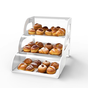 Rak pajangan akrilik transparan kue roti, <span class=keywords><strong>3</strong></span> tingkat ukuran dapat disesuaikan dan logo Modern dan klasik Di konter atas - Product Image 1