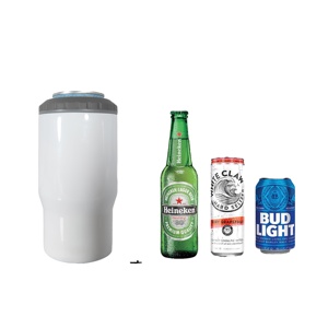 Nouveau support isotherme 4-en-1 à double paroi incurvé pour bouteilles de bière de 14 oz, refroidisseur de canettes en acier inoxydable avec 2 couvercles - Product Image 1