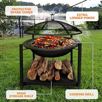 Vente chaude 2 Niveaux Métal Extérieur Bois Brûlant Carré Camping Fire Pit Table Cheminée Intérieure Bois Bûche Titulaire Bois Rack