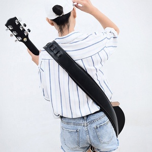 Cinturón de bajo eléctrico acolchado grueso suave con logotipo personalizado marrón negro de alta calidad correas de guitarra de cuero PU vegano - Product Image 4