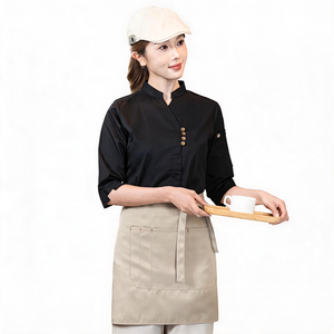 Blouses de <span class=keywords><strong>Chef</strong></span> Professionnelles Unisexe en Polyester Tricoté à Manches Courtes avec Boutons, Vente en Gros/OEM Personnalisé pour Restaurants et Bars - Product Image 1