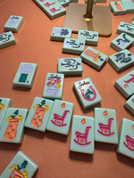 Tuiles de Mahjong Américaines Vert Menthe Southern Living, Ensemble de 160, Motifs Willow Swallow Lemon Golf, En Stock, Personnalisation OEM/ODM