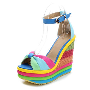 Zapatos Mujer Plataforma Elevadora Colorato Bella di Disegno Arcobaleno Espadrillas Con Zeppa Tacco Alto Sandali Della Piattaforma per Le Donne - Product Image 2