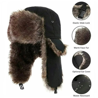 Chapeau d'hiver pour homme, style militaire, casquette de pilote avec protège-oreilles, coupe-vent, pour temps froid, chapeau de patrouille en fourrure d'aviateur