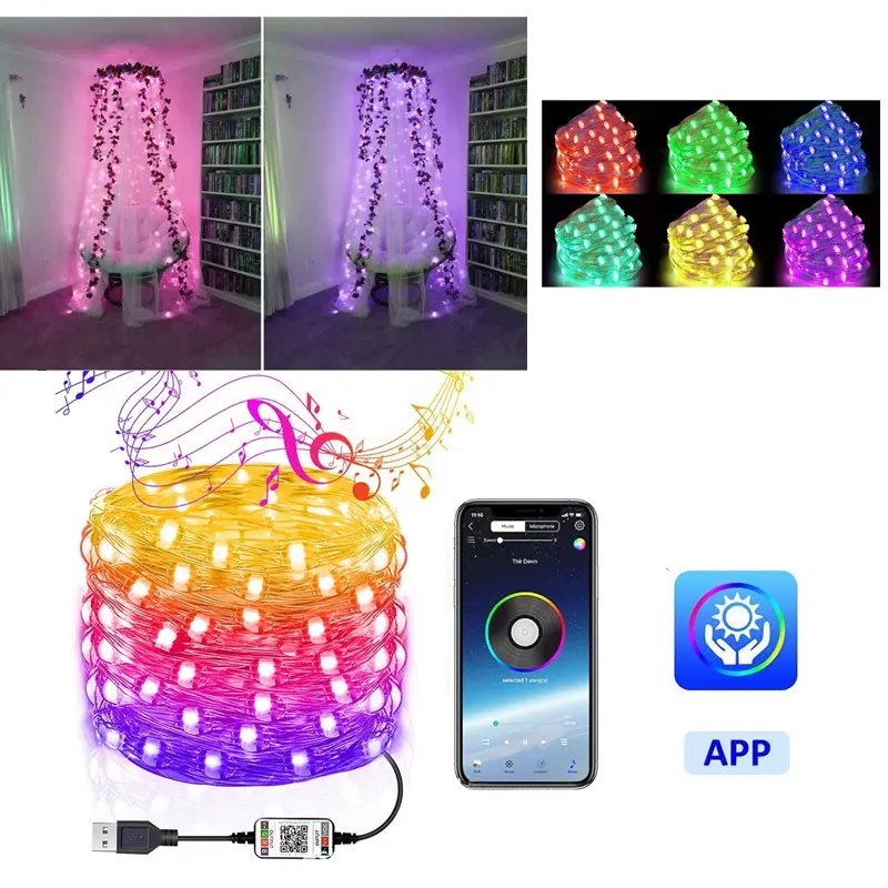 Weihnachts baum Dekoration LED Smart Christmas Personal isierte Lichterketten Kunden spezifische App Fernbedienung Smart Christmas Lights