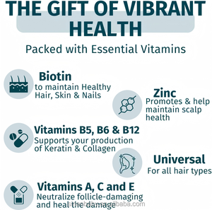 علكات الشعر والبشرة والأظافر الأكثر مبيعًا من OEM/ODM TK، غنية بالفيتامينات A وC وE وB5 وB6 وB9، تعزز صحة الشعر والبشرة والأظافر. - Product Image 5